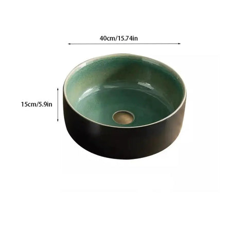 UMJIGF Vessel Sink Small Apartment Ceramic Household Balcony Basin Basin Single Basin Retro Above Counter Basin with dimensions 40cm by 15cm.