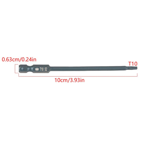 Top Tier S2 Alloy Steel Screwdriver Bits Set 10 Pieces Magnetic Drill Kit With 100mm Length And 1/4 Inch Hex Shank For Heavy Duty Electric Drivers T10 bit