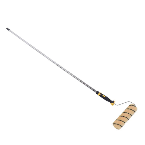 Heavy Duty Paint Roller Kit With Long Extension Pole And Six Stainless Rods Two Nine Inch Replacement Covers For Zero Sweat Wall And Ceiling Painting A Total Game Changer That Takes The Grind Out Of Any House Reno - extendable paint roller with comfortable grip and roller cover.