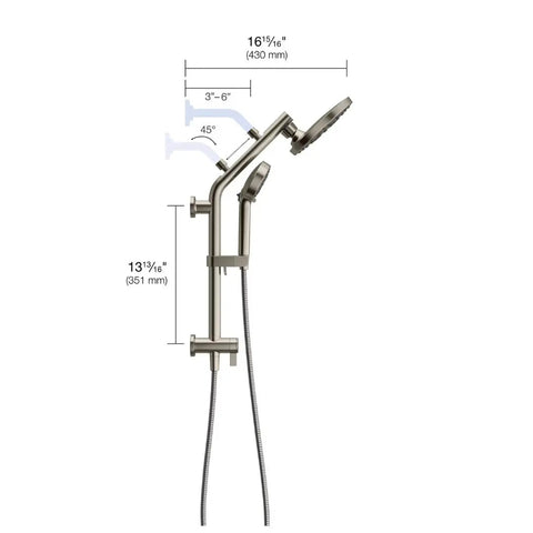 Next Level Three In One Shower System With Big Rain Head And Smooth Handheld Glide Rail Crisp Brushed Nickel Finish Five Custom Spray Modes High Efficiency 1 75 Gpm Flow For Modern Homes