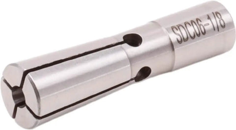 Slim Fit Straight Shank Collet Extension Tool Holder Set With Half Inch Shank, Includes One Eighth Inch, Six Inch Length