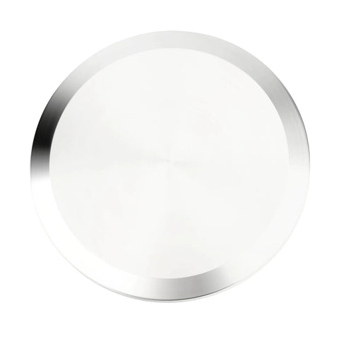 Round 3-inch tube OD sanitary end cap in 304 stainless steel, polished finish
