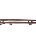 Two Pack Heavy Duty Wood Toilet Seats Featuring Hella Smooth Soft Close Lids And Zero Slam Design In Slick Dark Brown Finish viewed from side, showcasing soft close feature and mounting hardware.