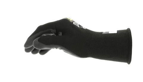 Side view of SpeedKnit S1DC05 Coated Knit Work Gloves For Heavy Duty Grip And Cut Abrasion Resistance, size Medium, black color.