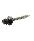 Self Tapping Roofing Fastener With EPDM Sealing Washer Size Ten Wood Screw One And A Half Inch Length Quarter Inch Hex Head Burnished Slate Finish