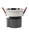LED Recessed COB Spotlight with white and black finish, showing the housing and mounting clips for easy installation.
