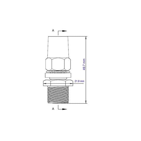Technical drawing of Beefy 3/8-24 Threaded Stud Antenna Mount For CB And Ham Radios Heavy Duty Antenna Mount Adapter Silver Finish