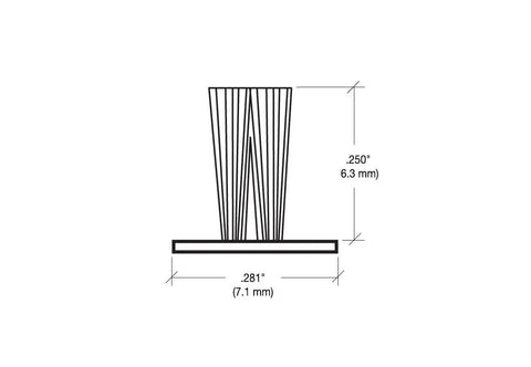 Commercial Storefront Door Pile Weatherstrip, 0.25 inch profile showing dimensions, flexible polypropylene material.