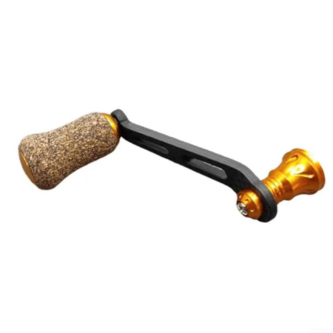 Premium Single Rocker Fishing Reel Handle With Rubber Cork Knob Carbon Fiber Core 70Mm Screw In Arm Length showing black and cork design.