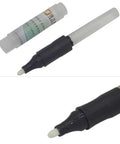 Close-up of Three Piece Solder Flux Pen Set Refillable Empty Alcohol Flux Pen For Electronics Welding And PCB Soldering Repair Tool, cap off.