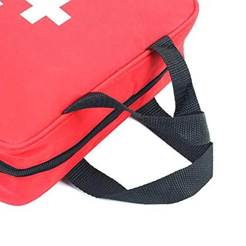 PAXLAMB red first aid bag with black nylon handle and zippered opening.