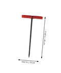 Rock Solid T Shaped Manhole Cover Lifter Hook Forged From Reinforced Steel Rod with ergonomic red handle, 17.69 in long.