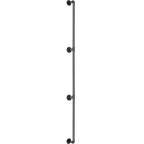 Beefy 8 Foot Pipe Stair Handrail Set With Wall Mounts Three 31.5 Inch Sections Carbon Steel Industrial Railing for stairs
