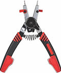 Two In One Snap Ring Pliers With Internal External Switch Reversible Design For Tool Free Quick Remove And Install Works On Internal Rings From Three Eighths To Two Inches And External Circlips From One Quarter To Two Inches Spring Loaded Tips Included.