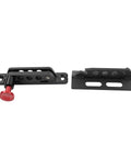 5 Pcs Quick Release Roll Bar Fire Extinguisher Mount Holder Bracket Rugged Aluminum Safety Rig For UTV Off Road Jeep Wrangler Polaris Yamaha Kawasaki Can Am Setup Dope Black And Red Strap Kit For Your Rig, showing black aluminum bracket and red pin.