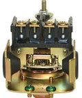 Merrill MPS4060 water well pressure switch, brass body, front view with 4 terminal screws
