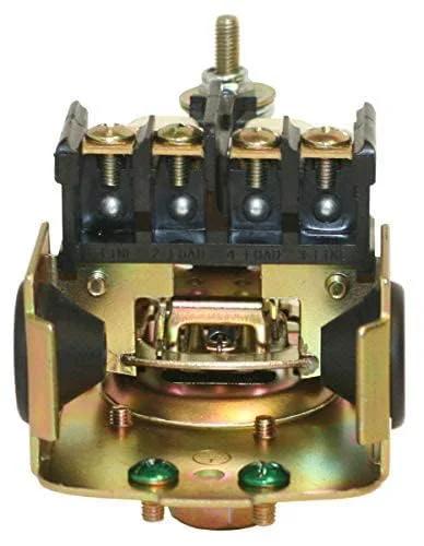 Merrill MPS4060 water well pressure switch, brass body, front view with 4 terminal screws