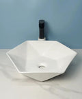 USZWBY Vessel Sinks Hexagonal Art Basin Sink Ceramic Wash Table Hotel Bathroom Single Bathroom Bowl Sink with faucet.