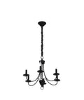 Six Light Black Farmhouse Chandelier With Industrial Modern Vibe Candle Style Hanging Light Fixture in black iron frame