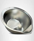 Stainless Steel Rice Washer Strainer Bowl with Agitator Bumps for Quick No Fuss Rinsing, Rust Resistant Colander, front view