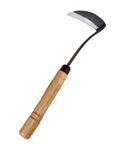 Kana Hoe 217 Japanese Garden Tool Hand Hoe Sickle For Easy Weeding And Cultivating With Solid Wood Handle shown on white background