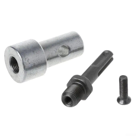 Beefy Round Shank Drill Bit Adapter with 2-slot design for quick bit swaps, shown with steel components for electric drills.