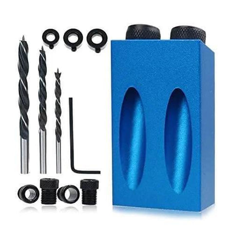 Pocket Hole Jig Kit 14Pcs With 15 Degree Woodworking Angle Drill Guide Dual Pocket For Accurate 2 Way Holes Aluminum Body