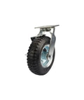 Heavy Duty 8 Inch Inflatable Rubber Caster Wheel With Secure Parking Brake Universal Fit for luggage trolleys, showcasing durable tread and metal frame.