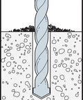Illustration showing Sleeve All Half Inch By Four Inch Hex Head Sleeve Anchor for solid base materials being installed in concrete.