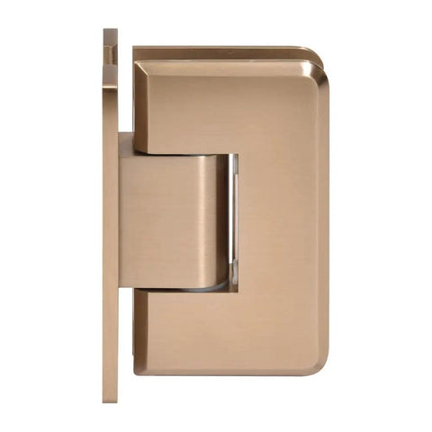 Hassle Free Adjustable Wall Mount Hinge Full Back Plate Design Fits 3/8 To 1/2 Inch Tempered Glass Dark Brushed Bronze Finish