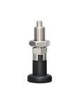 Rugged As Hell Stainless Steel Indexing Plunger With Self Locking Knurled Knob And Slick Return Action close-up view with threaded shank.
