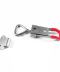 Stainless Steel Adjustable Toggle Clamp Gh-4001-SS With Quick Release, in silver and red, shown with mounting bracket.