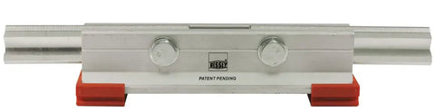 Front view of K Body REVO Extender for Dual Clamp Sets, aluminum build, features two large adjustment knobs, used in woodworking.
