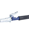 Lincoln 1134 Pistol Grip Grease Gun Kit With 18 Inch Hose And 6 Inch Rigid Extension 5900 PowerLock Lever Action Coupler shown in blue