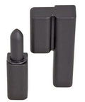 Front view of Metal Offset Lift-Off Hinge, Offset Type, Pack of 2, Zinc Alloy with Black Polyester Powder Coat, 300 lb load capacity.