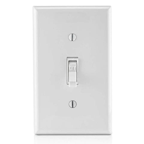 15 Amp 120 Volt Toggle Framed Single Pole AC Quiet Switch Residential Grade Grounding 10 Pack White Model 1451 2WM with wallplate