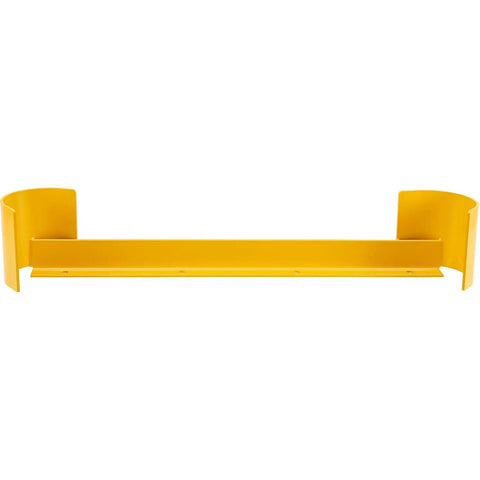 Beefy Double Sided Pallet Rack End Protector Beefed Up Steel Warehouse Safety Bumper 36 Inch Heavy Duty Anti Collision Kick Back Guard For Tight Spaces in yellow.