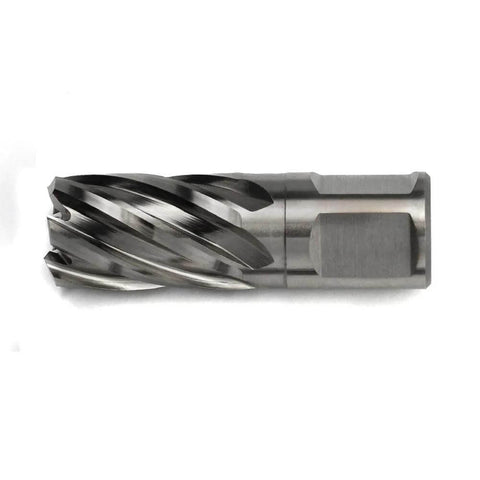 Side view of a 3/4-in annular cutter with Weldon shank, 1-in depth of cut for magnetic drill press