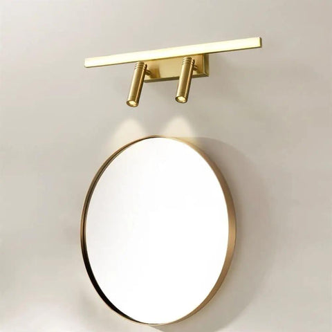 Brass Vanity Light With Adjustable LED Spotlights For Makeup Mirror, 56cm size, over round mirror, bathroom wall lamp