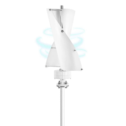 100W Vertical Axis Wind Turbine Kit With Controller And 2 Blades For Home Use, Durable Wind Power System, White Weatherproof Design