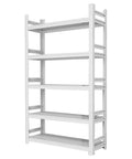 Heavy Duty Steel Frame 5 Tier Garage Shelves Metal Storage Rack Adjustable Industrial Bookshelf in white finish.