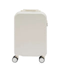 20 Inch Carry On Suitcase With Built In Cup Holder And Usb Charging Port Hardshell Travel Bag front view with spinner wheels.