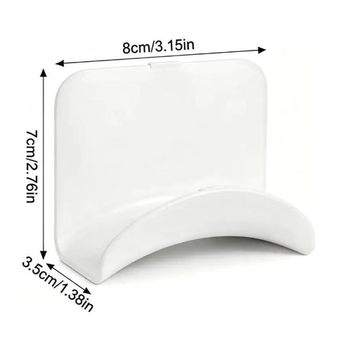 Kick Your Desk Game With 2 Adhesive Headphone Brackets, Stick On Wall Mounted Headset Hook Holder For Gaming Earphones, No Drill Required To Keep Your Setup Fresh And Clutter Free For The Whole Squad, white adhesive headphone bracket, dimensions shown.
