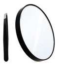 10X Magnifying Makeup Mirror With Stainless Steel Tweezers Portable Round Mirror Travel Set With Two Suction Cups