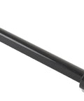 Accsoe steering shaft with dual U-joints, black steel, angled view