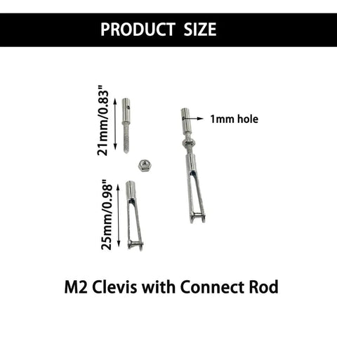 Six Piece RC Airplane U Clip Clamp Metal Clevis With Pull Rod Connector Coupler Pushrod Connect Shaft M2 Size Style 1