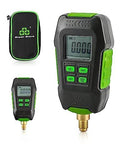 Wisscool digital micron vacuum gauge set with two green/black handheld units and a case, LCD display