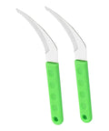 Two Piece Portable Grass Scythe And Weeding Tool Set For Garden, Sturdy Outdoor Yard Cutter with green ergonomic handles