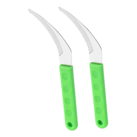 Two Piece Portable Grass Scythe And Weeding Tool Set For Garden, Sturdy Outdoor Yard Cutter with green ergonomic handles