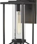 Side view of Farmhouse Outdoor Wall Light Trescott Exterior Lantern 72473-66, black finish, clear glass for porch or patio.